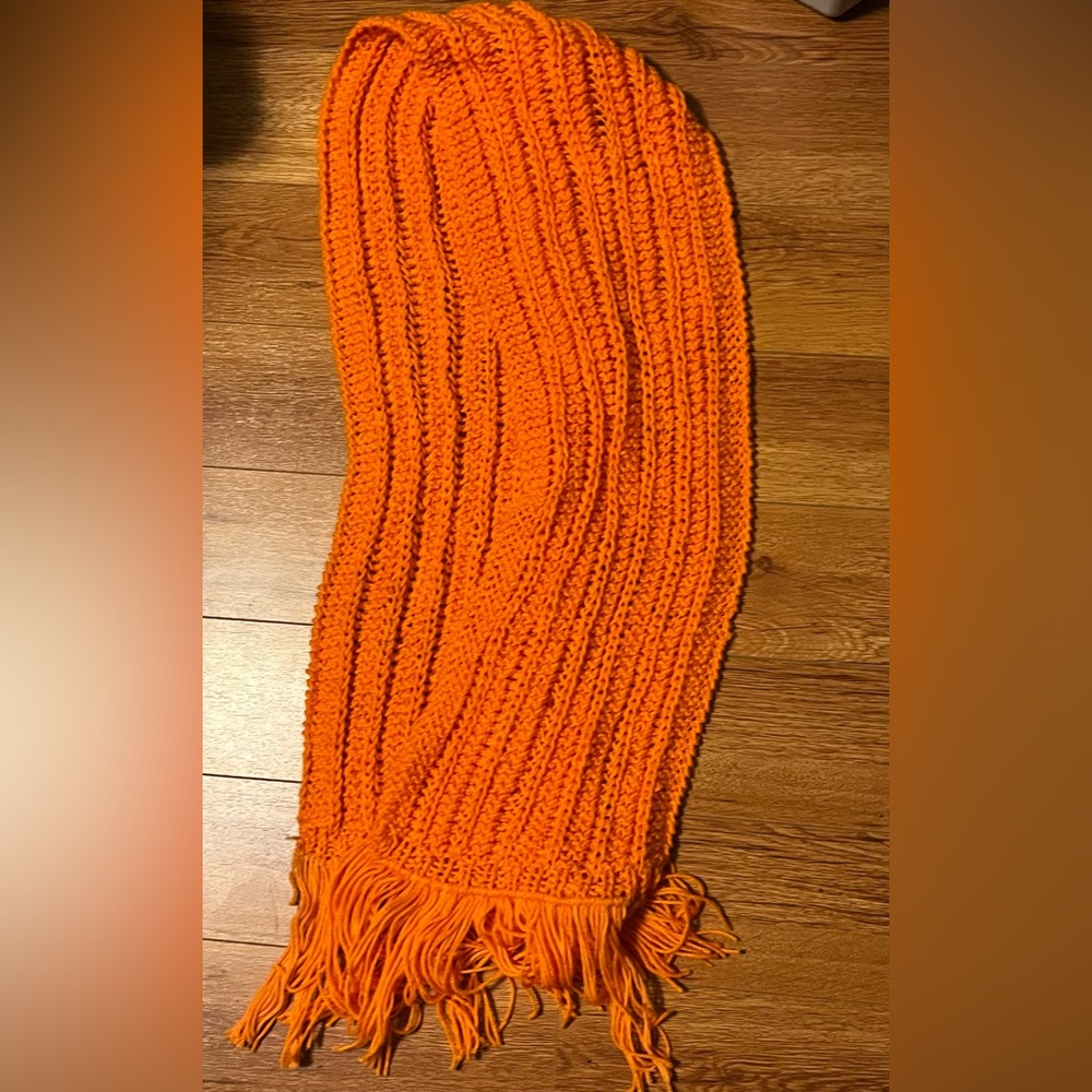 Hand-made. Orange solid scarf. Lightweight. Soft. Excellent condition.